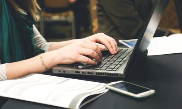 woman working at laptop