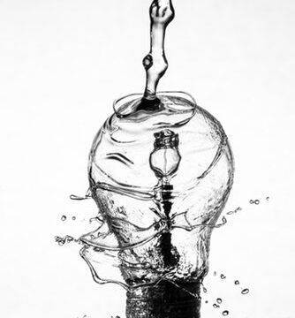 water in shape of lightbulb