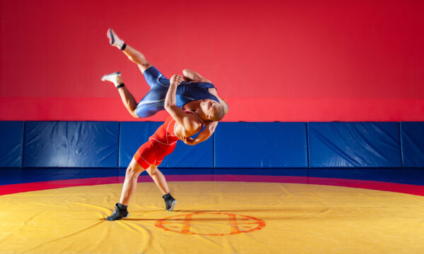 Two men wrestling